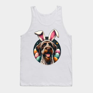 Wirehaired Pointing Griffon Embraces Easter with Bunny Ears Tank Top